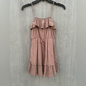 Altar’d State Brown-Tan Boho Mini Dress or Tunic Top Size Small Empire Waist